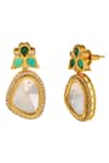 Shop_Ishhaara_Gold Plated Polki Stones And American Diamonds Embellished Earrings _Online_at_Aza_Fashions