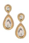 Buy_Ishhaara_Gold Plated Polki Stones And American Diamonds Tear Earrings _Online_at_Aza_Fashions