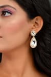 Ishhaara_Gold Plated Polki Stones And American Diamonds Tear Earrings _at_Aza_Fashions