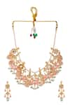 Ishhaara_Multi Color Kundan Lotus Embellished Necklace Set _Online_at_Aza_Fashions