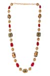 Ishhaara_Multi Color Stones Embellished And Carved Work Long Necklace _Online_at_Aza_Fashions