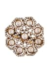 Ishhaara_Gold Plated Stone Embellished Floral Ring _Online_at_Aza_Fashions