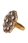 Buy_Ishhaara_Gold Plated Stone Embellished Floral Ring _Online_at_Aza_Fashions