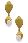 Shop_Bansri_Gold Plated Pearl Bead Drop Earrings_at_Aza_Fashions