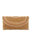 Samyukta Singhania_Gold Cutdana Curved Embellished Pattern Clutch_Online_at_Aza_Fashions