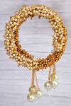 Shop_Nayaab By Aleezeh_Gold Plated Pearl Cluster Beaded Kada_at_Aza_Fashions