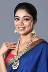 Buy_Nayaab by Aleezeh_Gold Plated Kundan Crescent Embellished Pendant Necklace Set_at_Aza_Fashions