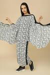 Buy_Neha Gursahani_Black Viscose Boat Neck Fish Print Kaftan And Pant Set _Online_at_Aza_Fashions