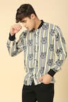 Shop_Neha Gursahani_Black Viscose Striped And Lion Pattern Shirt _at_Aza_Fashions