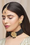 Buy_Khwaab by Sanjana Lakhani_Black Beads And Kundan Choker Necklace Set _at_Aza_Fashions