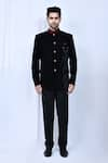 Buy_Arihant Rai Sinha_Black Velvet Plain Prince Coat And Trouser Set _Online_at_Aza_Fashions