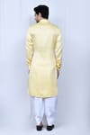 Shop_Arihant Rai Sinha_Yellow Satin Plain Pathani Kurta With Cowl Pant _at_Aza_Fashions