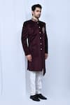 Buy_Arihant Rai Sinha_Brown Sherwani Velvet Embroidered Zari Thread Placement Set 