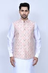 Arihant Rai Sinha_Orange Art Silk Embroidered Thread Circle Pattern Nehru Jacket _Online_at_Aza_Fashions