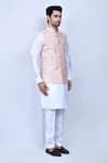 Arihant Rai Sinha_Orange Art Silk Embroidered Thread Circle Pattern Nehru Jacket _at_Aza_Fashions