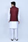 Shop_Arihant Rai Sinha_Maroon Velvet Embroidered Thread Nehru Jacket _at_Aza_Fashions