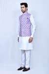 Shop_Arihant Rai Sinha_Purple Art Silk Printed Floral Flower Nehru Jacket _Online_at_Aza_Fashions