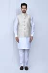 Arihant Rai Sinha_Green Art Silk Printed Mughal Nehru Jacket _Online_at_Aza_Fashions