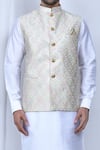 Buy_Arihant Rai Sinha_Green Art Silk Printed Mughal Nehru Jacket _Online_at_Aza_Fashions