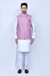 Arihant Rai Sinha_Purple Art Silk Printed Garden Nehru Jacket _Online_at_Aza_Fashions