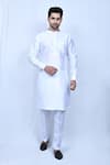 Buy_Arihant Rai Sinha_Grey Kurta And Pant Art Silk Printed Geometric Bundi & Set _Online_at_Aza_Fashions