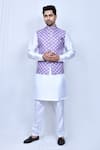 Buy_Arihant Rai Sinha_Purple Art Silk Printed Floral Garden Bundi And Kurta Set _at_Aza_Fashions