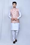 Buy_Arihant Rai Sinha_Peach Art Silk Printed And Embroidered Patola Bundi Kurta Set _at_Aza_Fashions