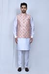 Shop_Arihant Rai Sinha_Peach Art Silk Printed And Embroidered Patola Bundi Kurta Set _Online_at_Aza_Fashions