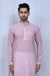 Buy_Arihant Rai Sinha_Pink Kurta Georgette Embroidered Chikan Thread Work Pant Set _Online_at_Aza_Fashions