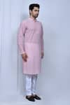 Buy_Arihant Rai Sinha_Pink Kurta Georgette Embroidered Chikan Thread Work Pant Set 