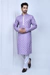 Buy_Arihant Rai Sinha_Purple Art Silk Printed And Embroidered Floral Sequin & Thread Kurta Set _at_Aza_Fashions