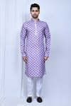 Shop_Arihant Rai Sinha_Purple Art Silk Printed And Embroidered Floral Sequin & Thread Kurta Set _Online_at_Aza_Fashions