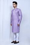 Arihant Rai Sinha_Purple Art Silk Printed And Embroidered Floral Sequin & Thread Kurta Set _at_Aza_Fashions