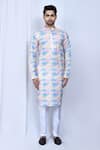 Shop_Adara Khan_Multi Color Kurta Cotton Printed And Embroidered Haze & Pant Set_Online_at_Aza_Fashions