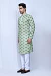 Arihant Rai Sinha_Green Kurta Cotton Printed Moroccan Pant Set _at_Aza_Fashions