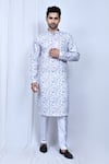 Buy_Arihant Rai Sinha_Purple Kurta Cotton Printed And Embroidered Bloom Pant Set _at_Aza_Fashions