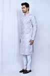 Arihant Rai Sinha_Purple Kurta Cotton Printed And Embroidered Bloom Pant Set _at_Aza_Fashions