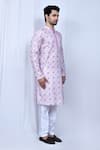 Buy_Arihant Rai Sinha_Pink Kurta Cotton Printed And Embroidered Checkered Pant Set 