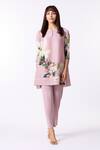Buy_Scarlet Sage_Pink Polyester Round Neck Amina Floral Print Kurta And Pant Set_at_Aza_Fashions
