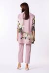 Shop_Scarlet Sage_Pink Polyester Round Neck Amina Floral Print Kurta And Pant Set_at_Aza_Fashions
