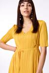 Buy_Scarlet Sage_Yellow V Neck Isabella Overlay Crinkled Dress  _Online_at_Aza_Fashions