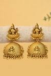 Buy_Ahaanya_Gold Plated Carved Work Temple Jhumka Earrings_at_Aza_Fashions