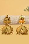 Shop_Ahaanya_Gold Plated Carved Work Temple Jhumka Earrings_at_Aza_Fashions