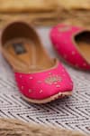 Stitched soles_Fuchsia Embroidered Tikki Token Juttis _Online_at_Aza_Fashions