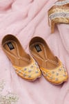 Buy_Stitched soles_Yellow Embroidered Pearl Princess Juttis _at_Aza_Fashions