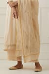 Kamaltaas_Peach Cotton Slub Hand Embroidered Pittan Cuff Anarkali And Pant Set  _Online_at_Aza_Fashions