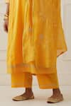 Kamaltaas_Yellow Cotton Slub Hand Embroidered Pittan Placket Anarkali Pant Set  _Online_at_Aza_Fashions