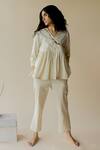 Buy_Nirjara_Off White Handloom Cotton Embellished Bead V Neck Ren Kediyu Neckline Top_at_Aza_Fashions