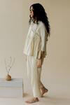 Buy_Nirjara_Off White Handloom Cotton Embellished Bead V Neck Ren Kediyu Neckline Top_Online_at_Aza_Fashions