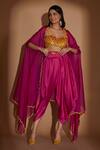 Buy Show Shaa Pink Satin, Organza, Crepe Sequins, Cut Work, Embellished Blouse Cape Set at Aza Fashions Buy_Show Shaa_Pink Satin, Organza, Crepe Sequins, Cut Work, Embellished Blouse Cape Set _at_Aza_Fashions
